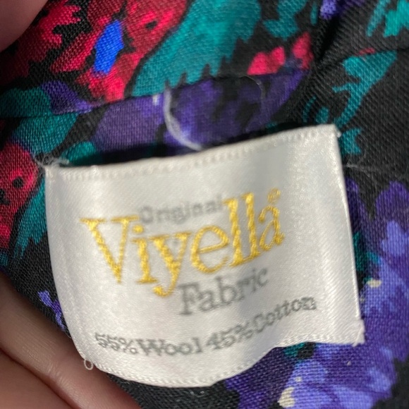 La Vie en Rose Vintage Wool Blend Robe Abstract Floral Print Purple Housecoat M - Picture 4 of 9